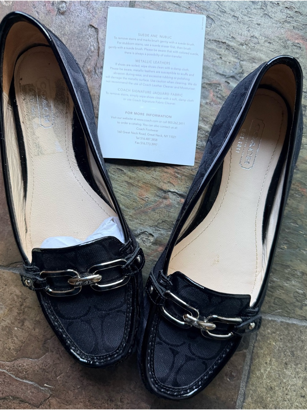 Coach Perri Women’s Black Signature Loafers with Silver Hardware NIB SZ. 7 - Picture 1 of 8